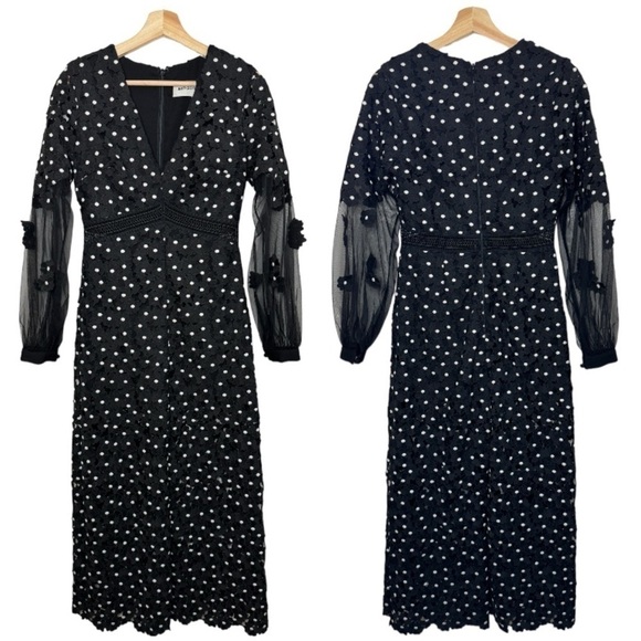 SELF-PORTRAIT Black Daisy Dot Lace Jumpsuit size 6 - Picture 14 of 14